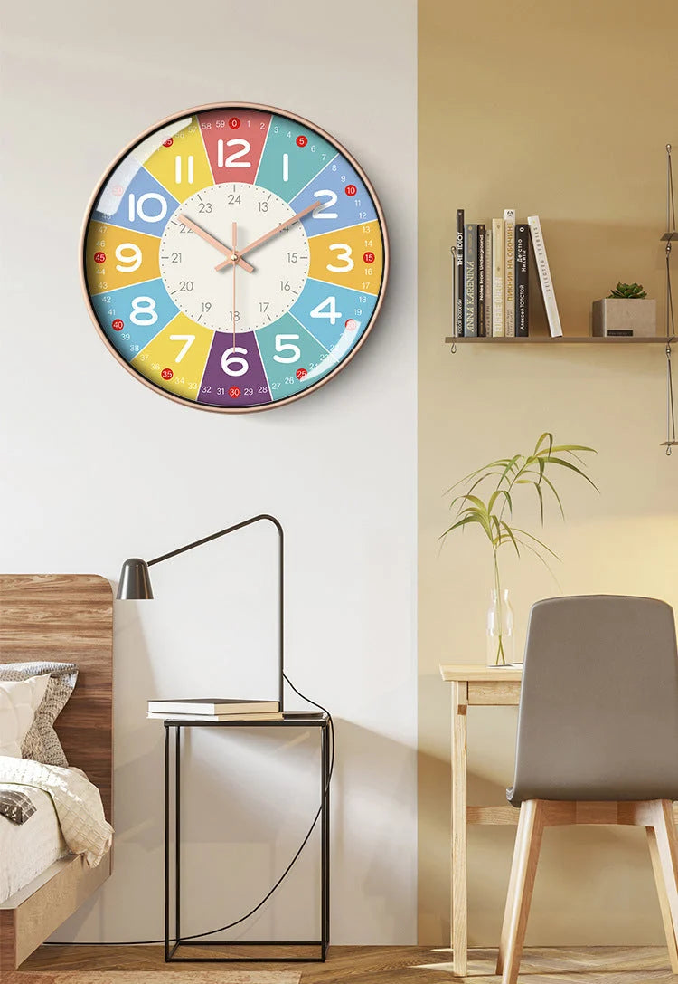 Kids Wall Clock | Low-Noise Quartz & Colorful Dial | 30 cm