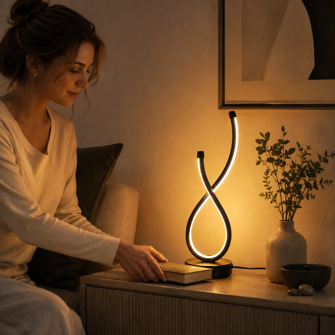 LED Desk Lamp | Infinity Loop & 3 Light Modes | 36 x 11 cm