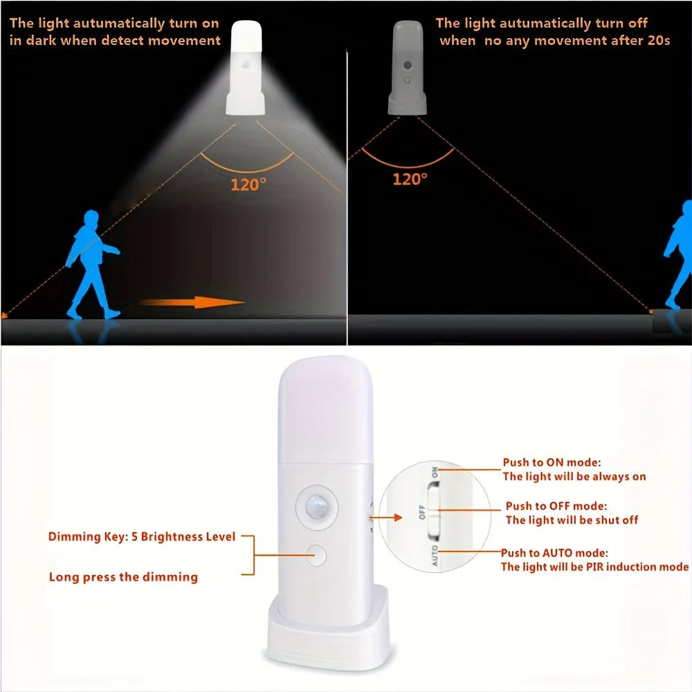 LED Night Lamp | Motion Sensor, Adjustable Brightness & USB-Rechargeable