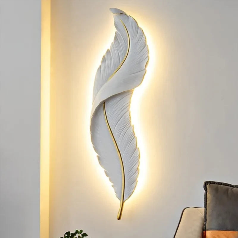 LED Wall Light | Feather-Inspired Backlit & Dimmable