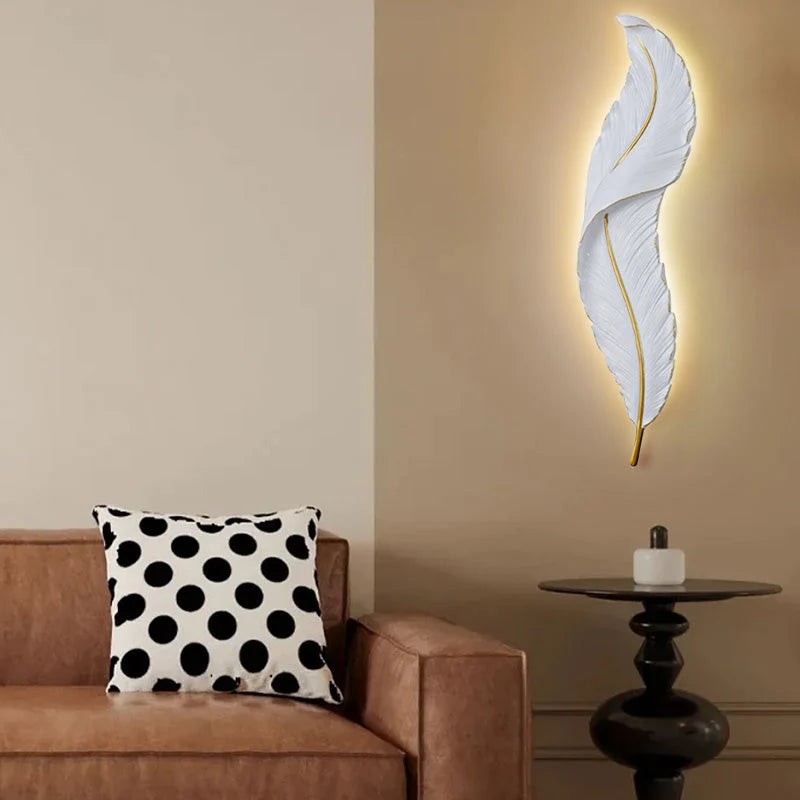 LED Wall Light | Feather-Inspired Backlit & Dimmable
