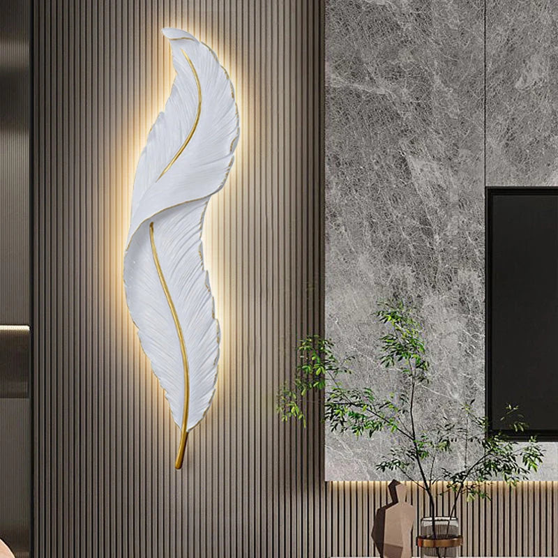 LED Wall Light | Feather-Inspired Backlit & Dimmable