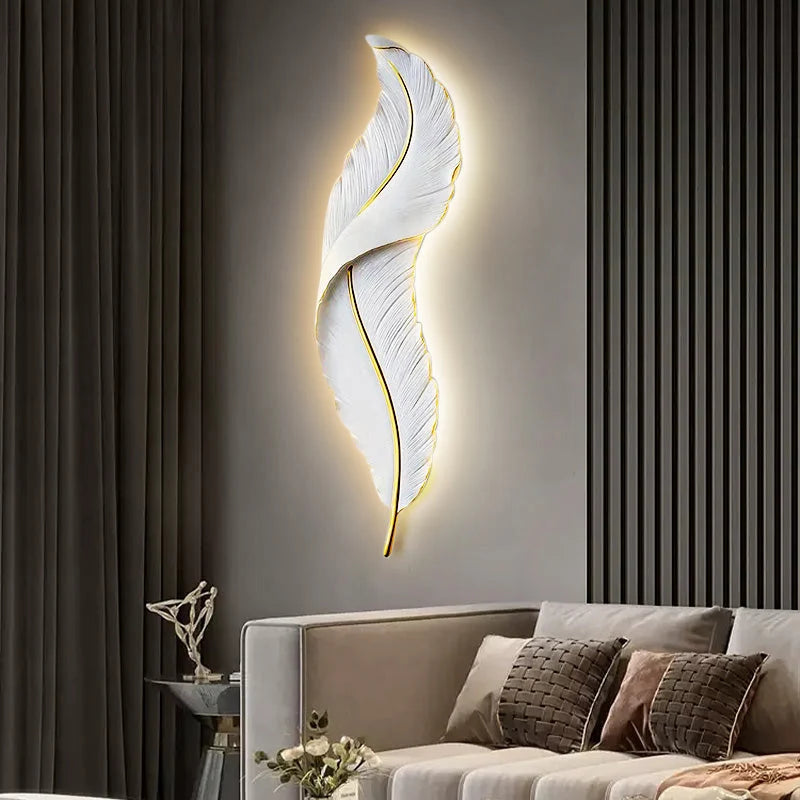 LED Wall Light | Feather-Inspired Backlit & Dimmable