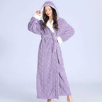 Long Hooded Robe | Plush Knitted & Water-Absorbing