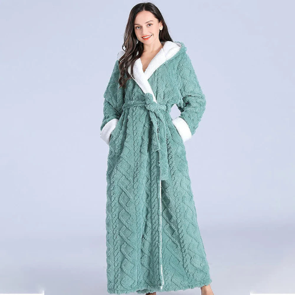 Long Hooded Robe | Plush Knitted & Water-Absorbing