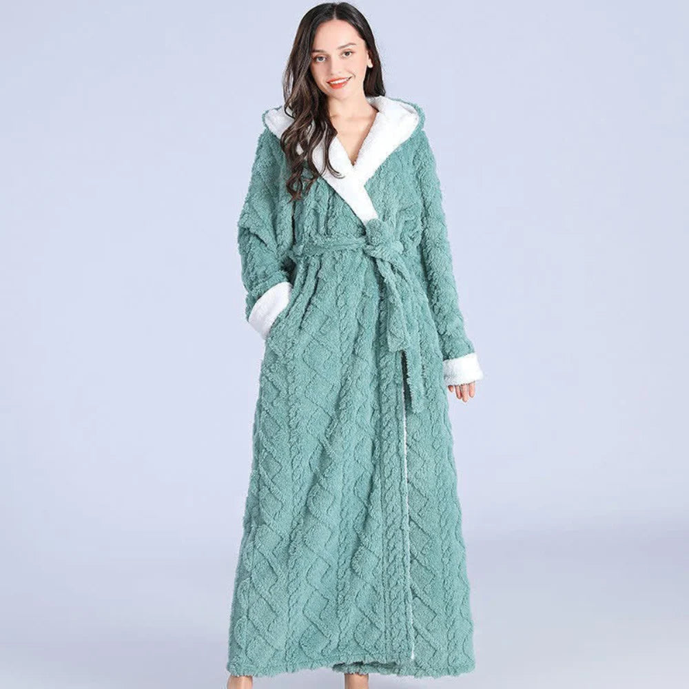 Long Hooded Robe | Plush Knitted & Water-Absorbing