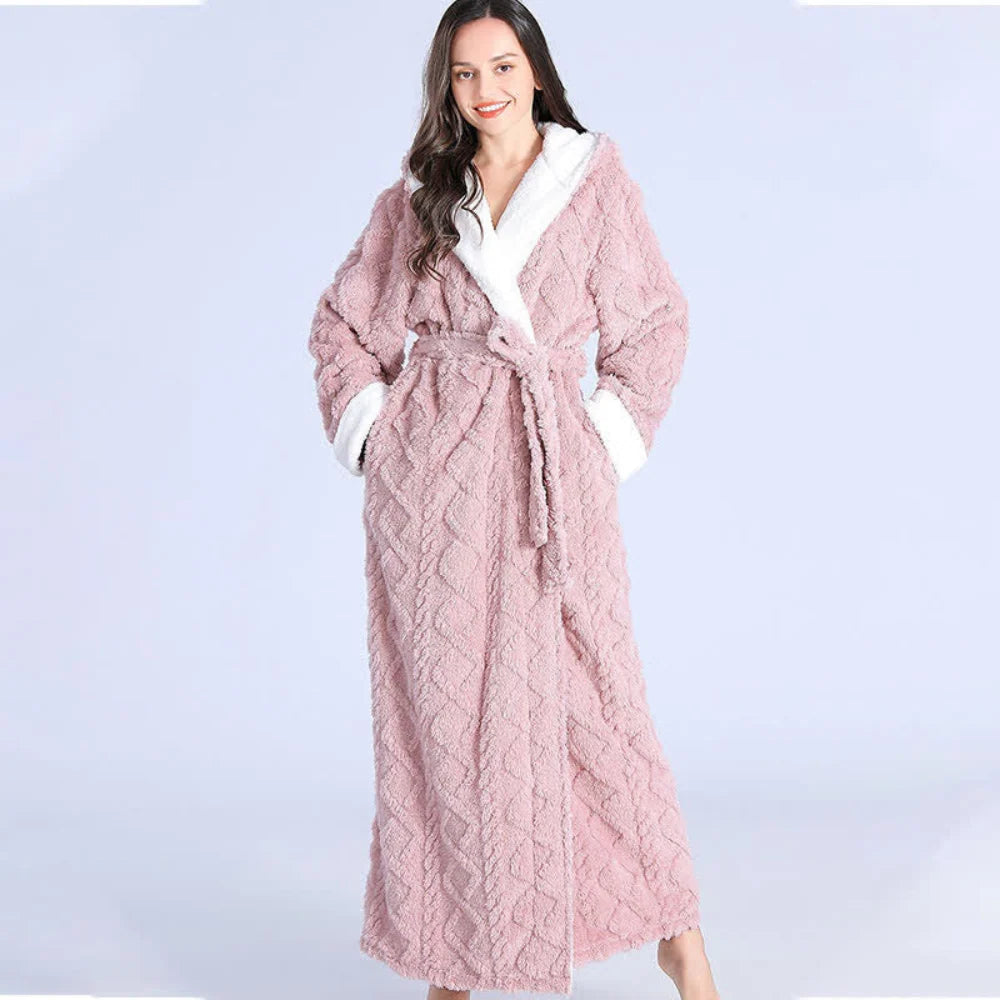 Long Hooded Robe | Plush Knitted & Water-Absorbing