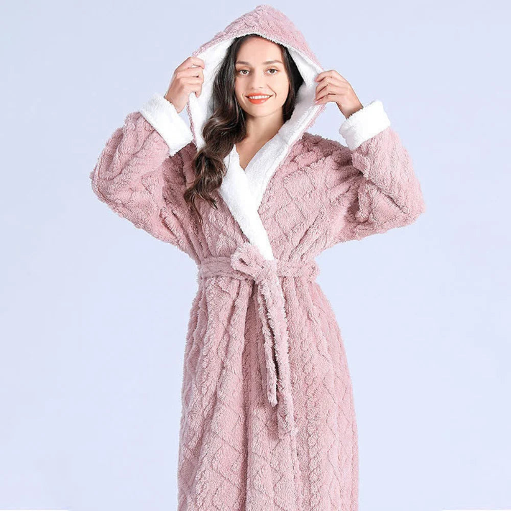 Long Hooded Robe | Plush Knitted & Water-Absorbing