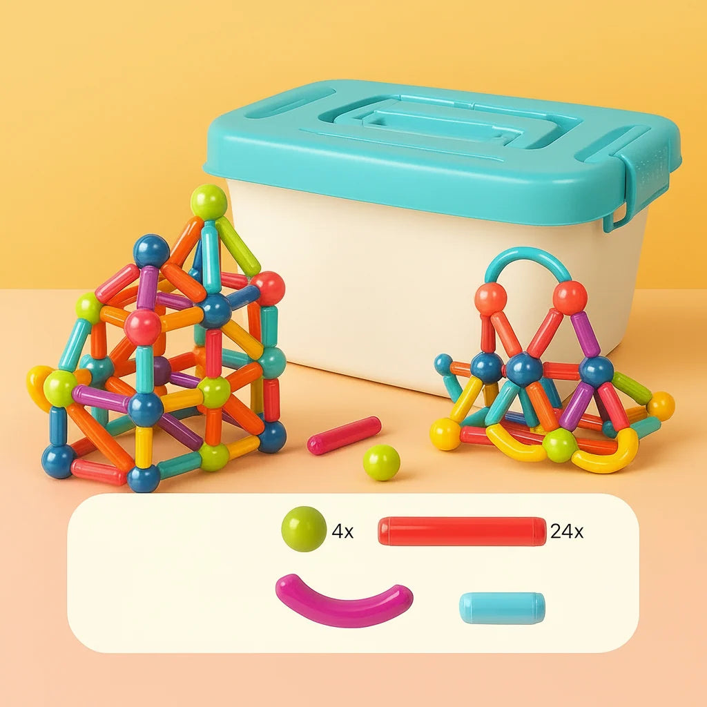 Magnetic Building Set | Sticks & Connectors | 36-144 Pieces