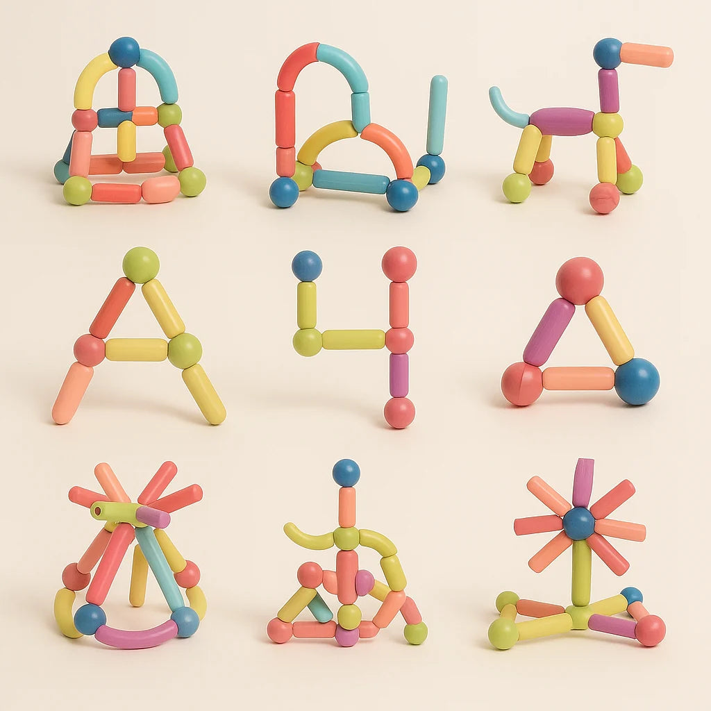 Magnetic Building Set | Sticks & Connectors | 36-144 Pieces