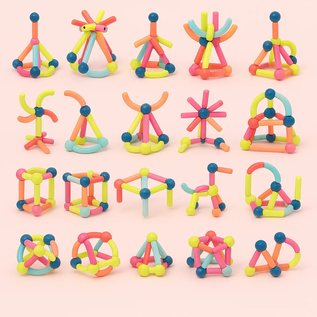Magnetic Building Set | Sticks & Connectors | 36-144 Pieces