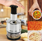 Manual Vegetable Chopper | Stainless Steel Zigzag Blade & Integrated Bowl
