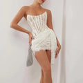 Mini Dress | Strapless Bustier French Lace & Structured Boning
