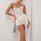 Mini Dress | Strapless Bustier French Lace & Structured Boning