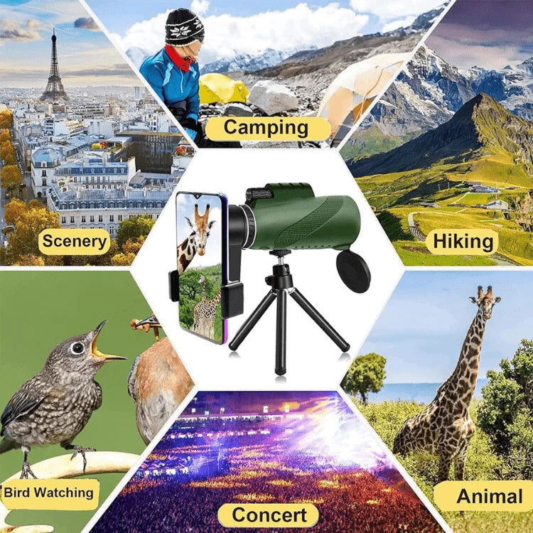 Monocular Telescope | Ultra-Zoom HD Glass & Smartphone Mount