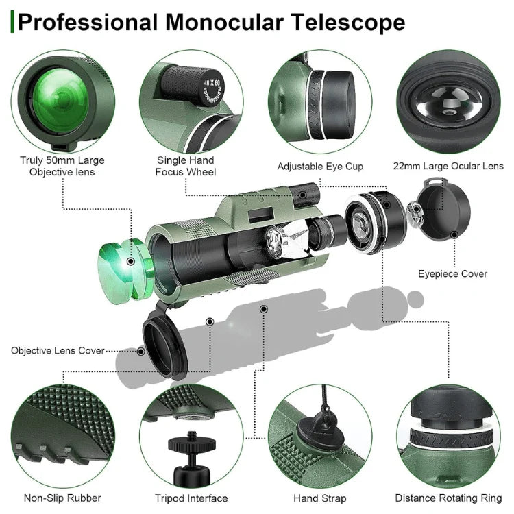 Monocular Telescope | Ultra-Zoom HD Glass & Smartphone Mount