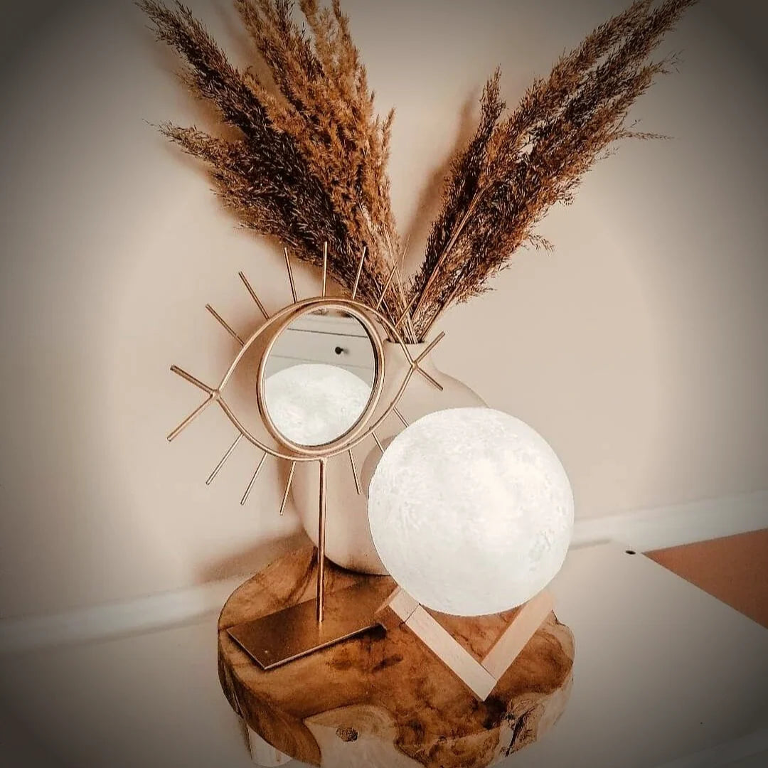 Moon Lamp | 3D-Printed Realistic Surface & Touch-Control | With Wooden Stand