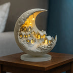 Moon Lamp | Acrylic Winter Village & Warm LED