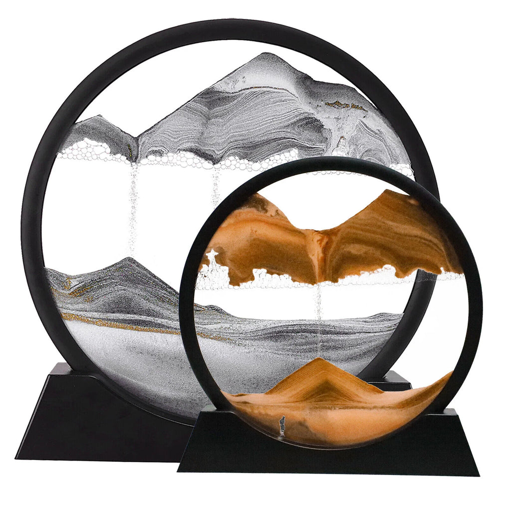 Moving Sand Art | Glass Dome Flowing Sandscape | Set of 2