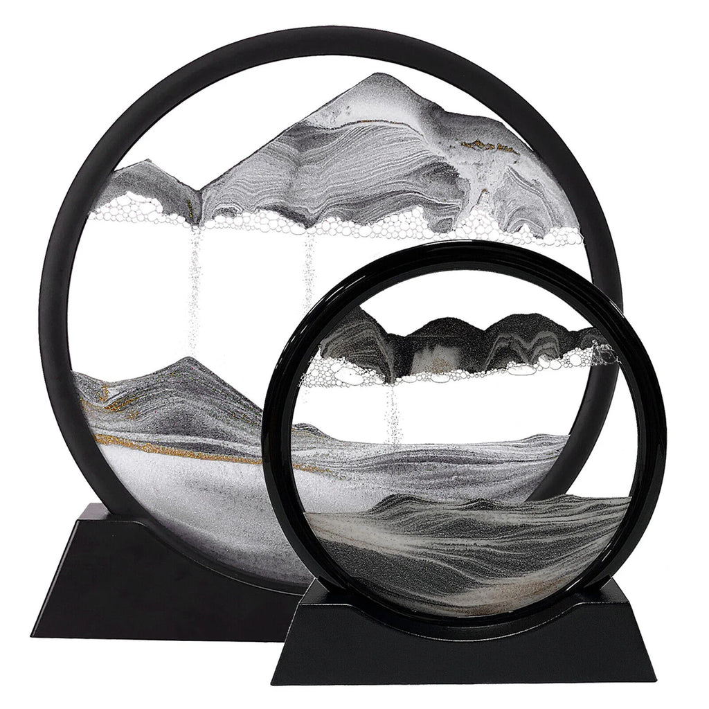 Moving Sand Art | Glass Dome Flowing Sandscape | Set of 2