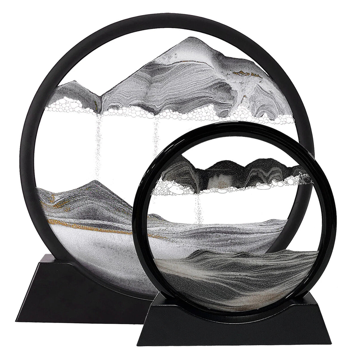 Moving Sand Art | Glass Dome Flowing Sandscape | Set of 2