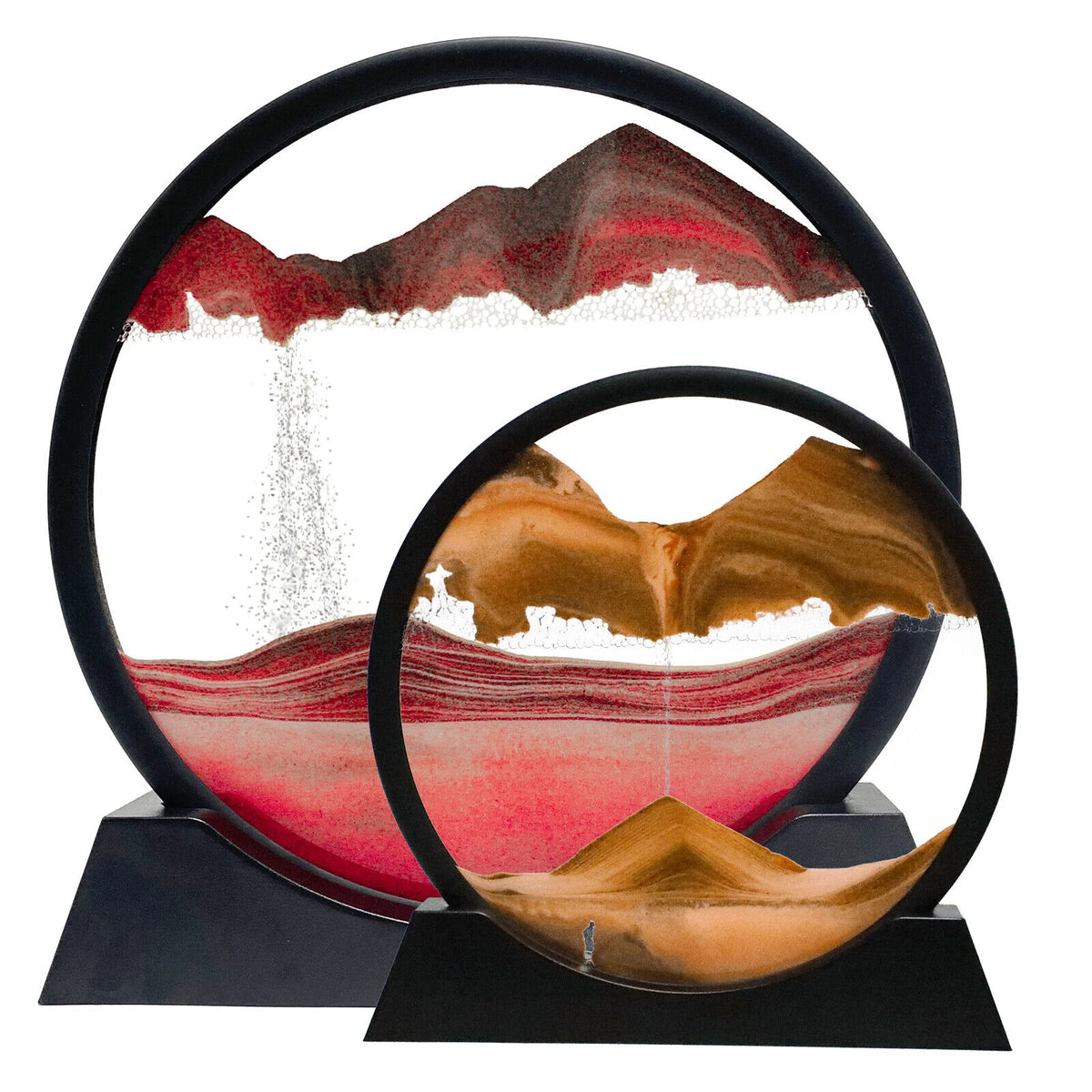 Moving Sand Art | Glass Dome Flowing Sandscape | Set of 2