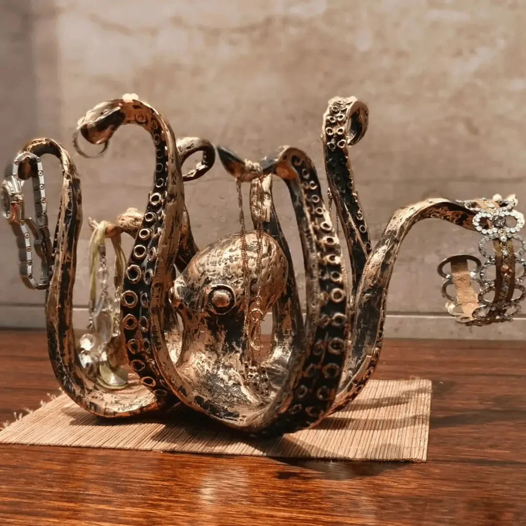 Mug Holder | Octopus Design & Antique Brass Finish | Holds Up to 8 Mugs