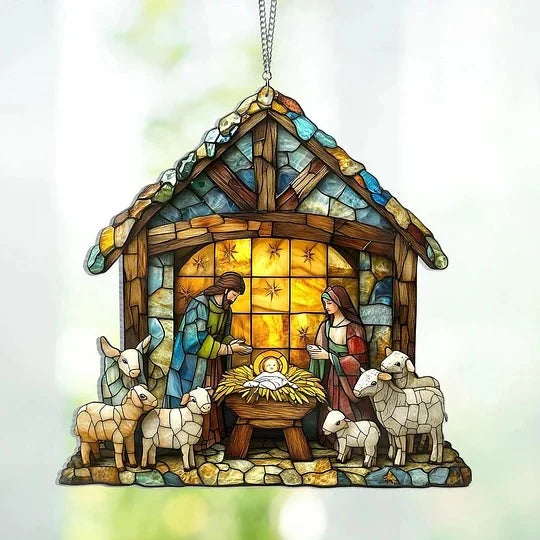 Nativity Scene Suncatcher | Light-Reflective & Lightweight | 4 × 4 in