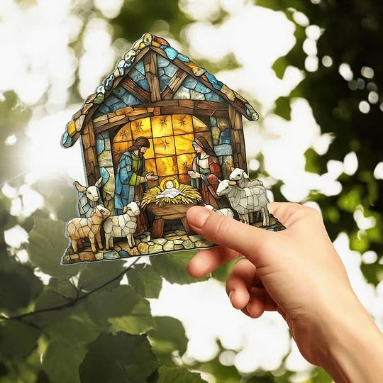 Nativity Scene Suncatcher | Light-Reflective & Lightweight | 4 × 4 in