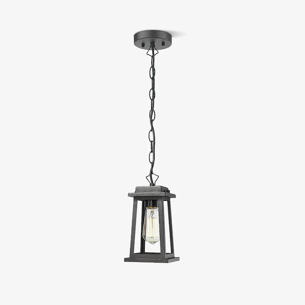 Outdoor Pendant Light | Black Metal & Clear Glass | Adjustable Hanging Chain