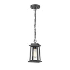 Outdoor Pendant Light | Black Metal & Clear Glass | Adjustable Hanging Chain
