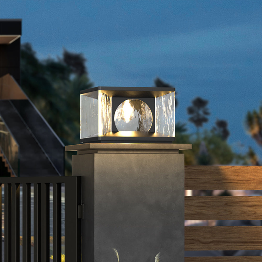 Outdoor Pillar Light | Metal & Glass IP65 | Solar Or Hardwired