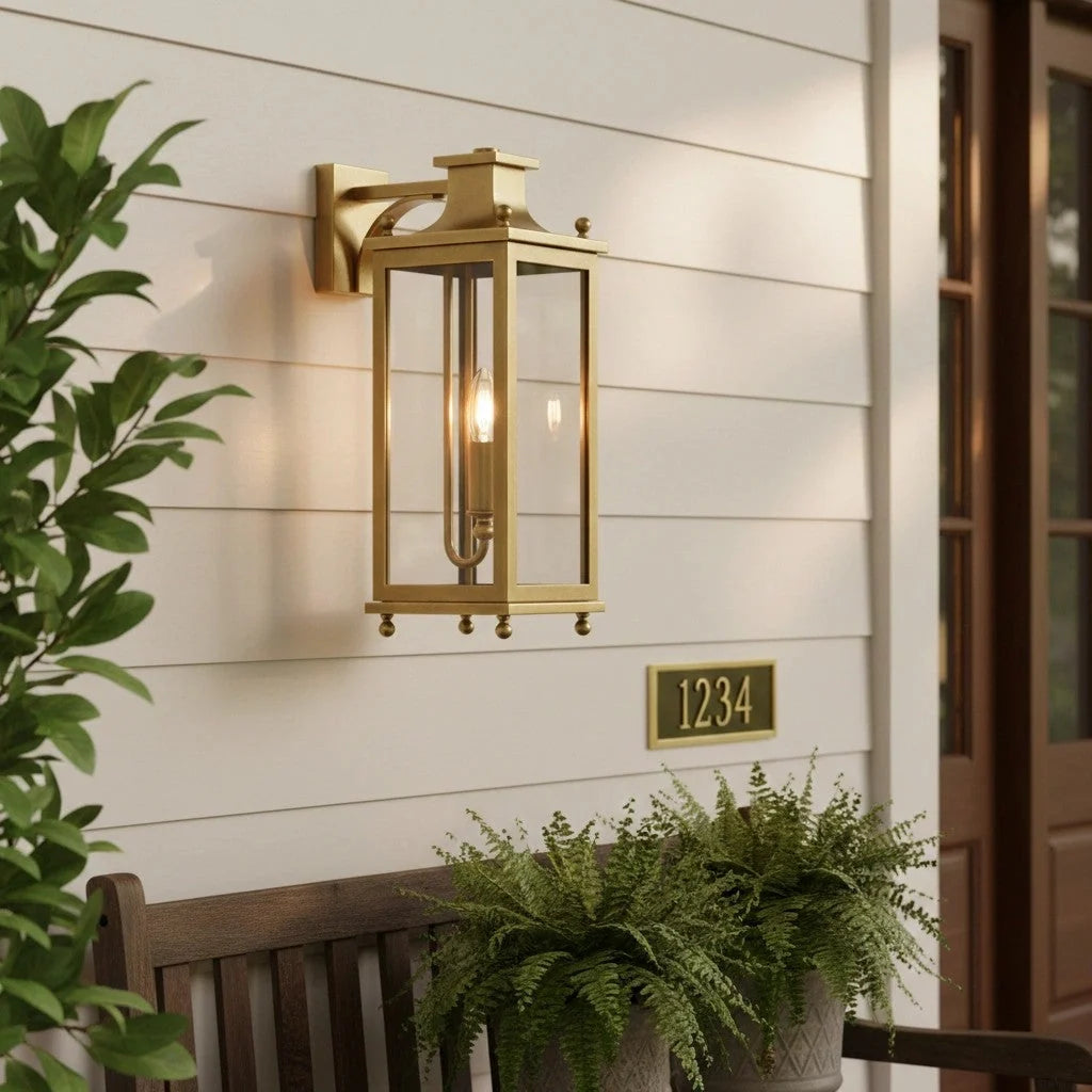 Outdoor Wall Lamp | Brass & Glass | IP65 Rated