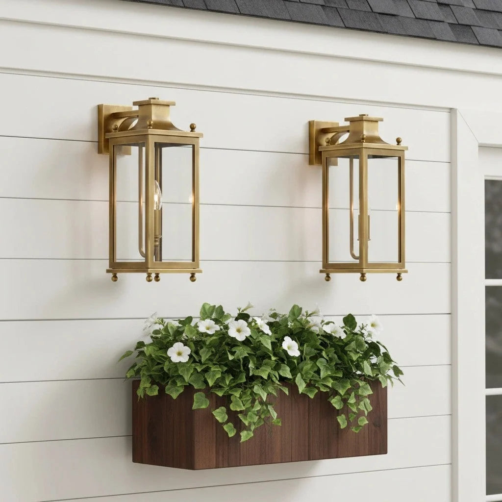 Outdoor Wall Lamp | Brass & Glass | IP65 Rated