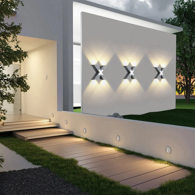 Outdoor Wall Light | X-Shaped LED Waterproof | 4 Lights