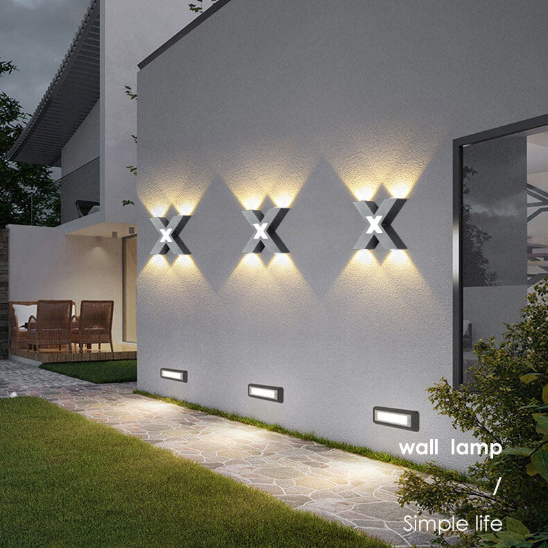 Outdoor Wall Light | X-Shaped LED & Waterproof | 4 Lights