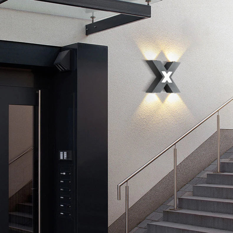 Outdoor Wall Light | X-Shaped LED & Waterproof | 4 Lights