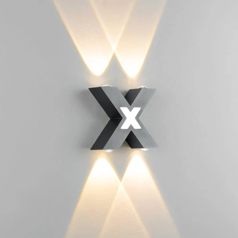 Outdoor Wall Light | X-Shaped LED & Waterproof | 4 Lights