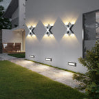 Outdoor Wall Light | X-Shaped LED & Waterproof | 4 Lights