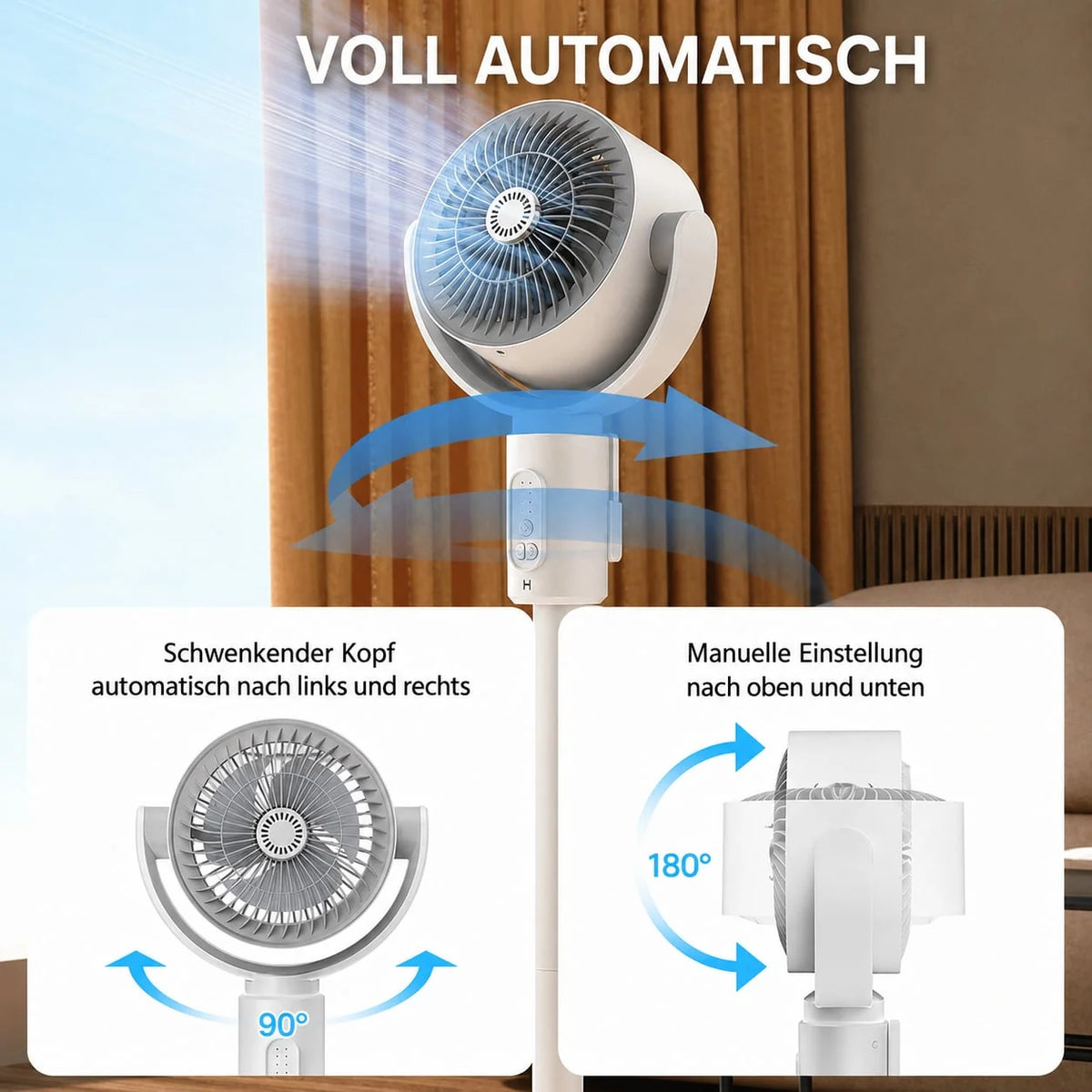 Pedestal Fan | Quiet Operation & Oscillation | Adjustable Height