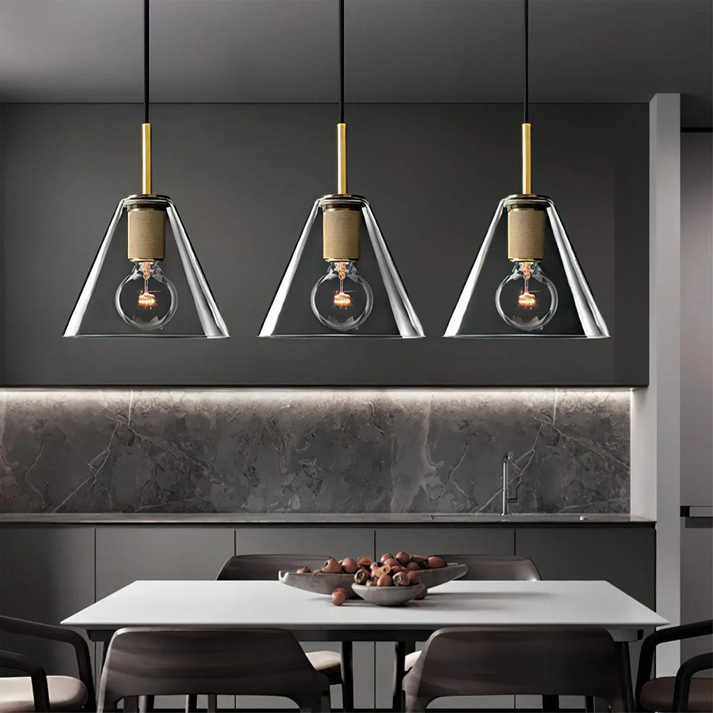 Pendant Lamp | Brass & Glass | Hardwired & Dimmer Compatible
