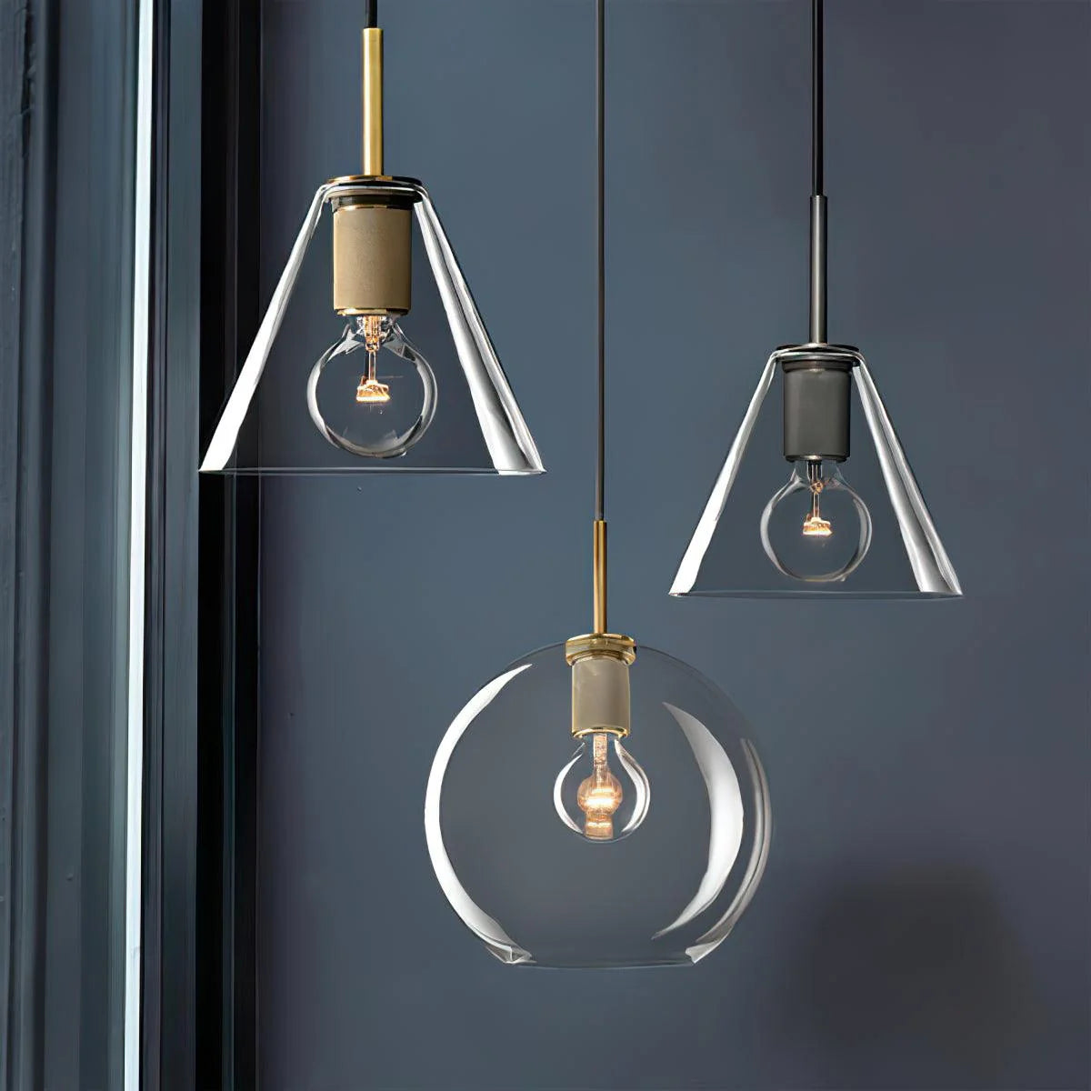 Pendant Lamp | Brass & Glass | Hardwired & Dimmer Compatible