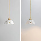 Pendant Lamp | Ceramic Butterfly Shade & Brass Canopy | Hardwired