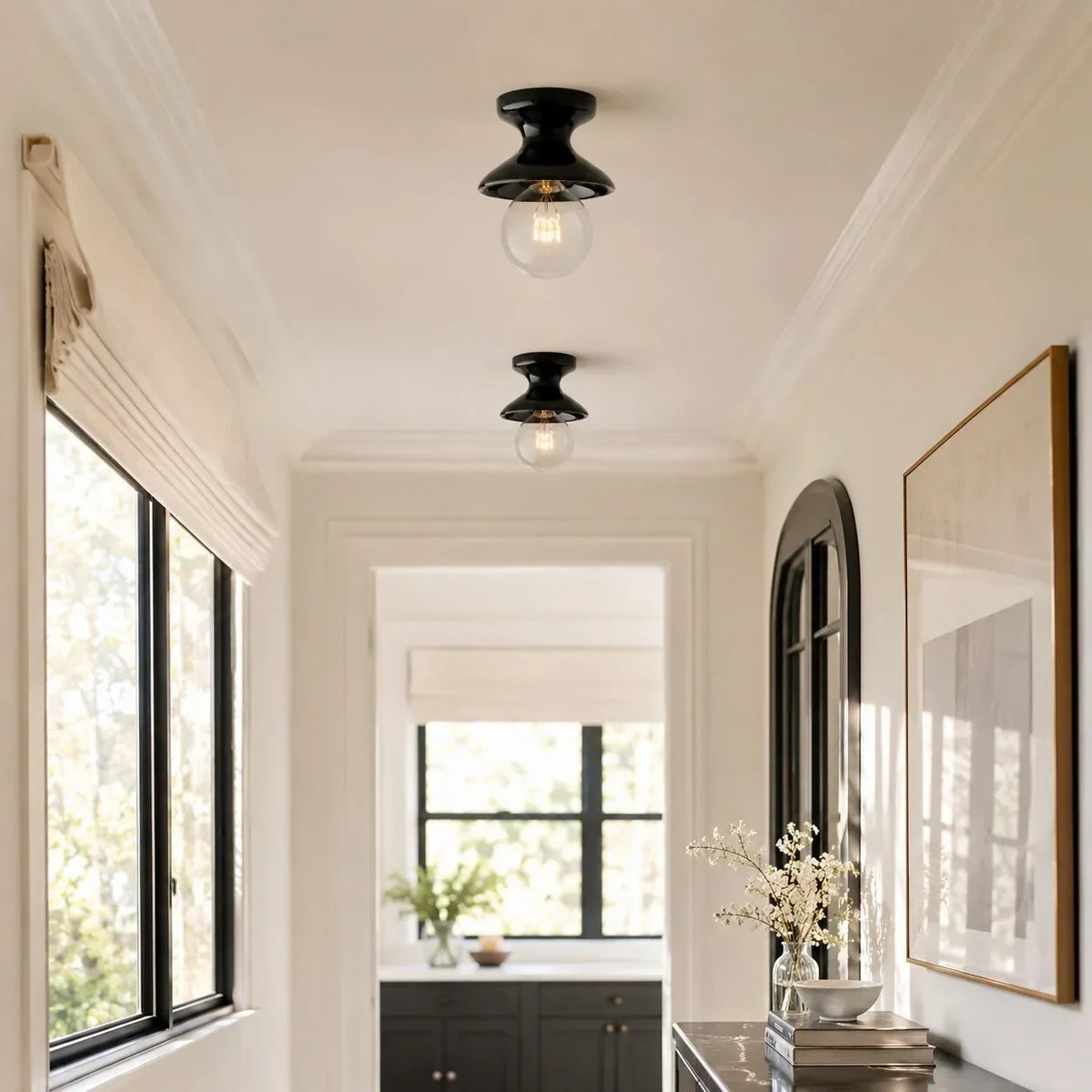 Pendant Lamp | Compact Glazed Ceramic & Open-Bulb | Six Colors