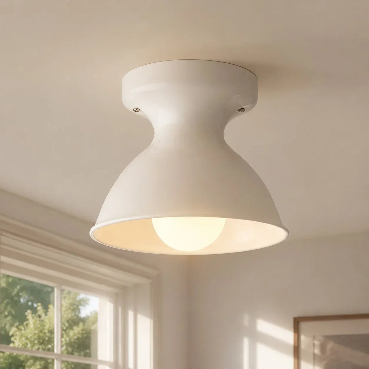 Pendant Lamp | Compact Glazed Ceramic & Open-Bulb | Six Colors