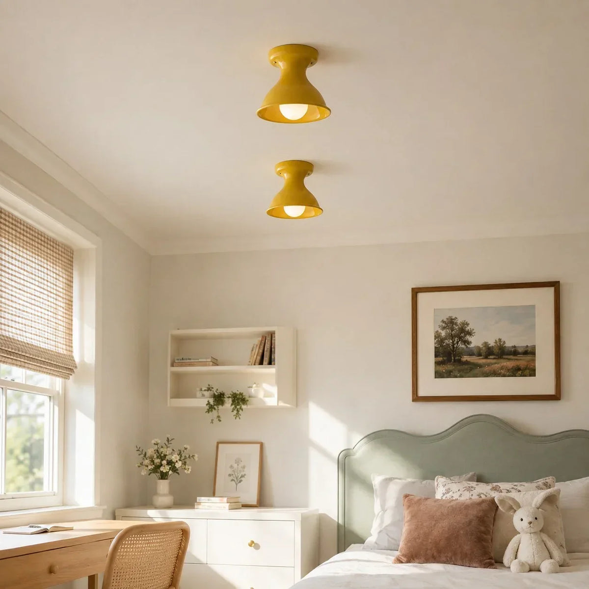Pendant Lamp | Compact Glazed Ceramic & Open-Bulb | Six Colors