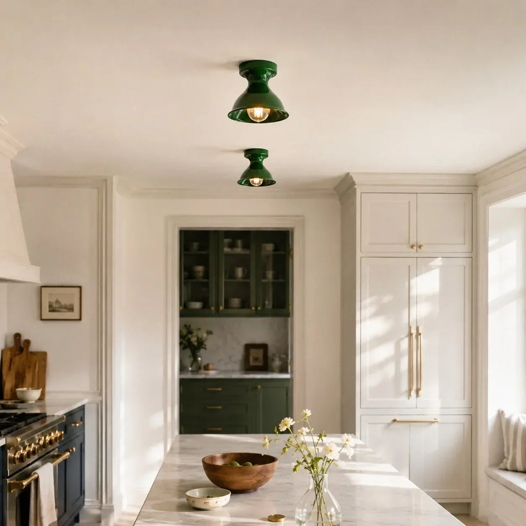 Pendant Lamp | Compact Glazed Ceramic & Open-Bulb | Six Colors