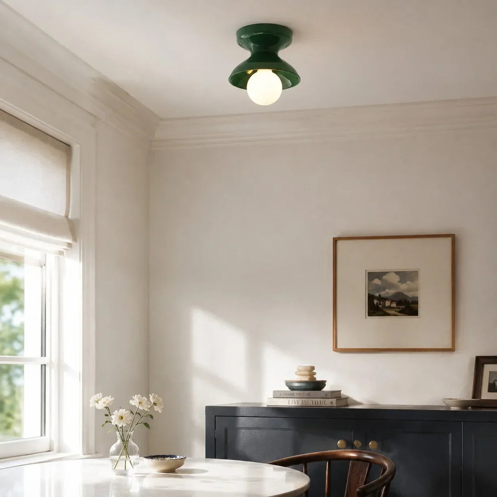 Pendant Lamp | Compact Glazed Ceramic & Open-Bulb | Six Colors