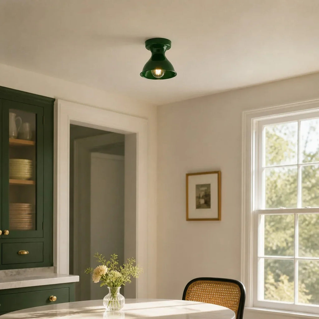 Pendant Lamp | Compact Glazed Ceramic & Open-Bulb | Six Colors