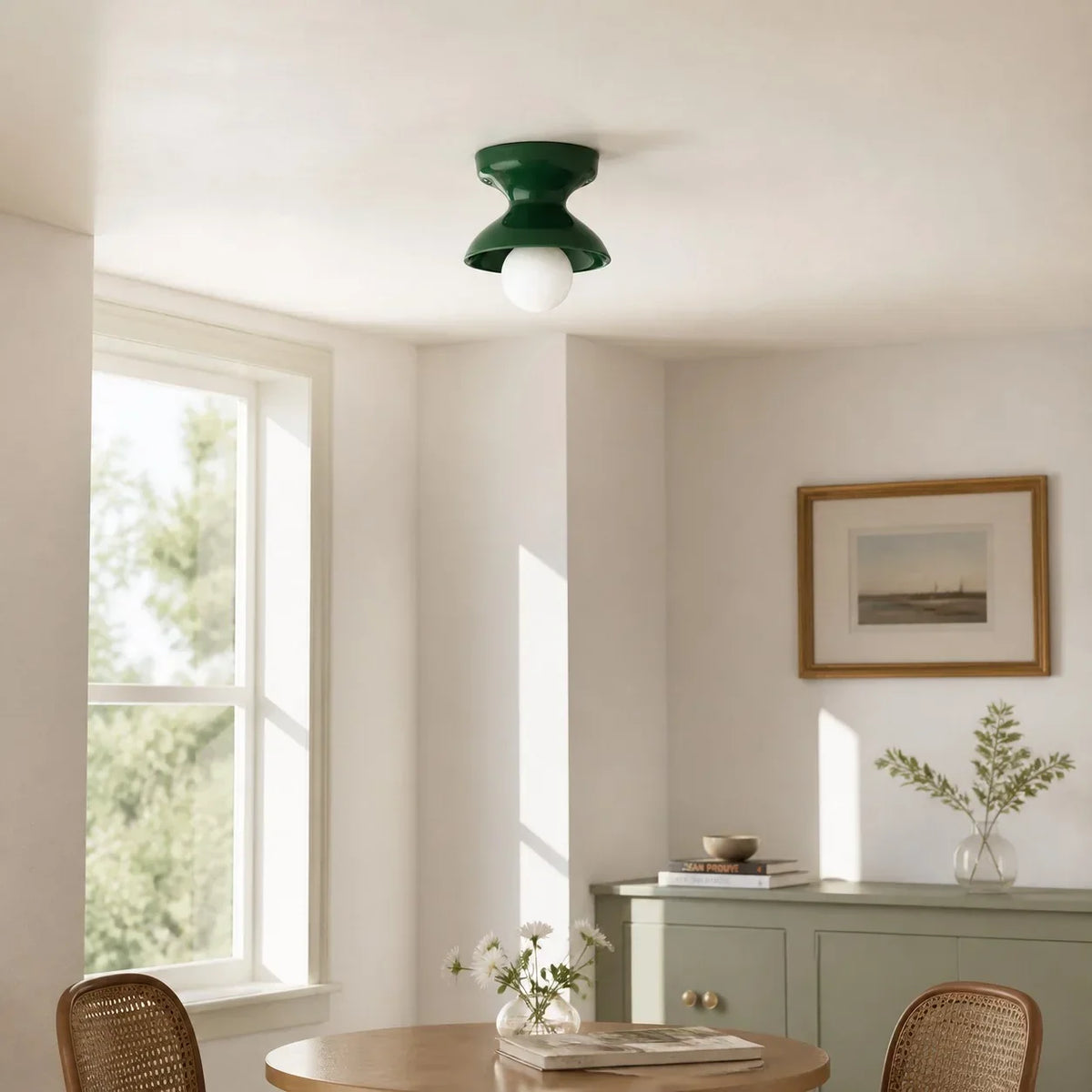 Pendant Lamp | Compact Glazed Ceramic & Open-Bulb | Six Colors